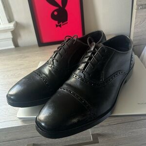 Cole Haan Black Leather Cap-Toe Brogues